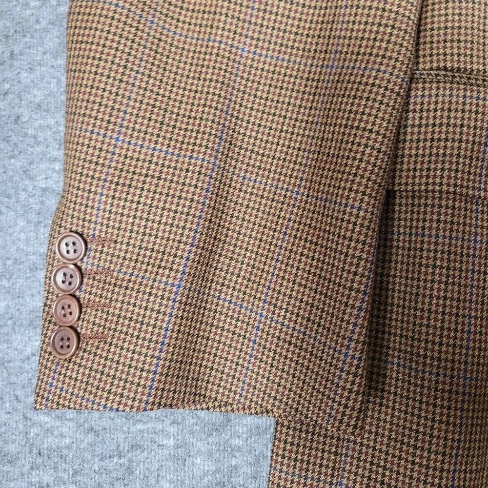 Canali Blazer Mens Size  L Wool 3 Buttons Brown Houndstooth Check Tweed Coat